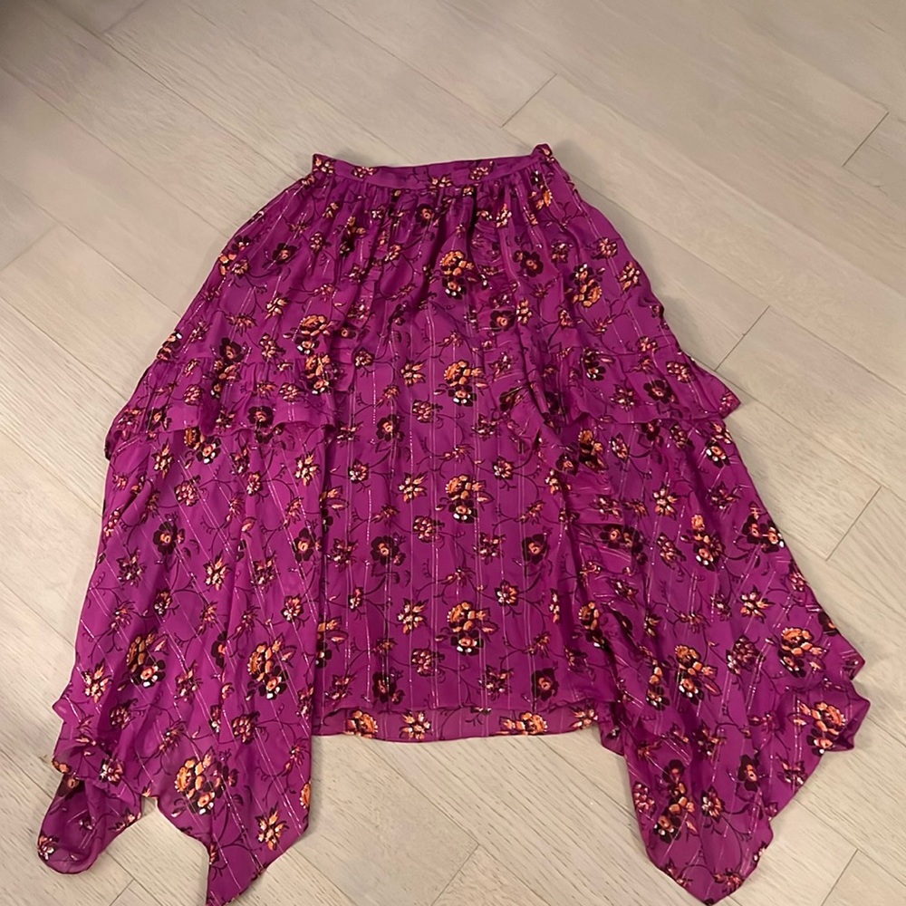 Ulla Johnson Silk Floral Print Skirt